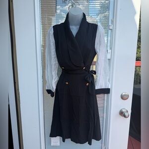 NWT Elegant Black and White Wrap Dress